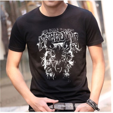 Summer Cotton T-Shirt in Black Color with Printing for Men